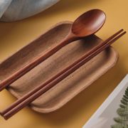 木质餐具便携套装筷子勺子，三件套高档实木筷子学生上班族单人餐具