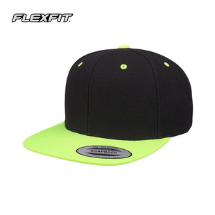 flexfit美式平沿棒球帽休闲嘻哈，街头防晒遮阳平檐帽撞色街舞帽子