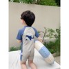 儿童连体短袖泳衣男童夏季可爱鲨鱼防晒速干中小童海边度假套装