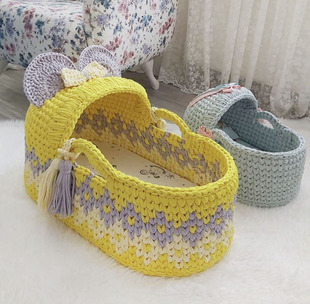 湘湘布艺布条线diy婴儿摇篮床，手工编织材料包新生儿，手提篮可定制