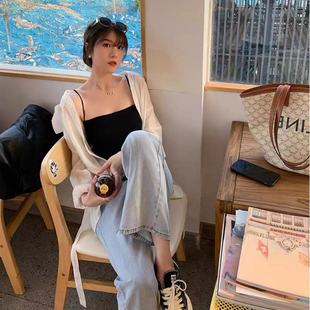 休闲运动小吊带女夏撞色外穿2023年修身短款内搭无袖背心上衣
