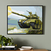送男友礼物创意油画手绘diy数字，填色卧室现代装饰画飞机坦克战舰