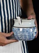 景德镇釉下彩陶瓷调味罐日式家用盐罐子带盖调料，厨房猪油罐辣椒罐