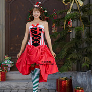 圣诞节蓬蓬裙红色灯笼裙平安夜走秀服装演出服装cos连衣裙圣诞装