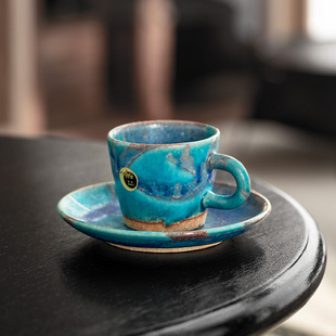 同合日本进口水波，蓝咖啡杯套装，日式创意手工陶瓷马克杯下午茶茶杯