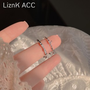 高级感水晶爱心戒指女时尚个性开口食指环小众设计轻奢2022年