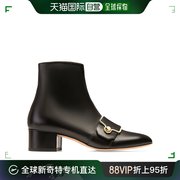 香港直邮BALLY/巴利女士 女士黑色小牛皮金属扣时尚方跟短靴高跟6