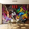 美式喷涂街头文化墙贴欧美嘻哈车库直播间背景墙装饰画3d立体壁画