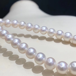 10mm圆珠天然淡水珍珠，项链诸暨山下湖天然白色珍珠项链9-