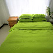 简约纯色四件套纯棉，全棉床单被套学生，宿舍三件套绿色被罩床上用品