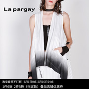 Lapargay纳帕佳2023秋冬白色中长款马甲薄款无袖背心女式外套