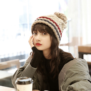 帽子女秋冬季韩版潮百搭时尚网红款加厚保暖针织，套头帽冬天毛线帽