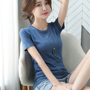 莫代尔t恤女短袖2024年夏装，半袖上衣韩版宽松纯色冰丝棉体桖