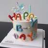 彩色hb字母蛋糕装饰软胶，摆件英文生日快乐插牌糖果色蜡烛烘焙插件