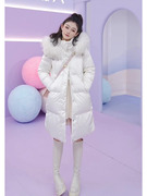 2024冬装高级感韩版宽松时尚高端欧货洋气白色连帽羽绒棉服外套女