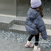女童棉服冬装2023洋气韩版童装，儿童加厚保暖碎花宝宝棉衣外套