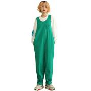 白目自同款原创设计感背带裤，女2022秋冬休闲裤，绿色连体裤