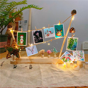 幼儿园手工相框摆台照片夹麻绳松果照片框创意ins实木装饰lomo3寸