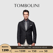 tombolini东博利尼意式西服，黑灰色平驳领商务，西装羊毛仿牛仔外套
