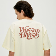 wassuphouse美式衬线体t恤衫印花国潮牌百搭纯棉，上衣夏情侣(夏情侣)男装女