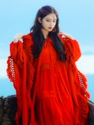 青海新疆西藏旅游衣服女装大西北红色斗篷外套适合去西安旅行穿搭