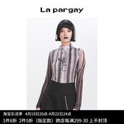 lapargay纳帕佳2023女装上衣，个性时尚修身薄款长袖，高领t恤潮