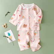 夏季男女宝宝绵绸家居服，套装儿童薄款睡衣，开衫婴儿棉绸空调服