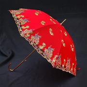 婚庆用品结婚雨伞新娘伞婚礼，用红色伞喜伞，出嫁蕾丝长柄婚伞新娘伞