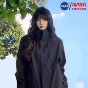 nasa联名冲锋衣男女户外登山服外套，可拆卸帽子，防风防水夹克女内胆