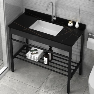 阳台落地式洗手盆不锈钢支架卫生间，陶瓷洗脸盆柜，组合一体岩板现代