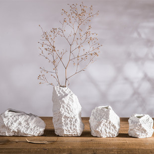 北欧日式陶瓷花瓶创意仿石头现代软装家居装饰品工艺品摆件