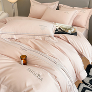 现代轻奢风纯棉四件套全棉简约高级感柔软床单被套家纺床上用品
