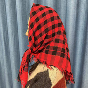 四方头巾女中老年包头四季针织方巾农村老式拍照表演保暖奶奶围巾