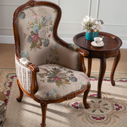 美式实木老虎椅客厅，布艺单人沙发，欧式小户型卧室沙发椅休闲靠背椅