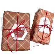 牛皮纸圣诞礼物雪梨包装礼物生日系格纹红色风ins包装纸格子
