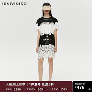 iiiviviniko春夏撞色蕾丝拼接针织，连衣裙女m120613354d