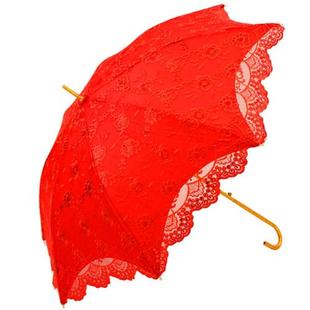 结婚新娘红伞婚礼婚庆伞中式大红伞晴雨两用全自动复古刺绣长柄伞