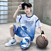 男童篮球服套装夏季薄款透气2024儿童夏装短袖两件套运动酷帅