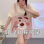 睡衣女夏款短袖可爱宽松加肥加大码，200斤家居服2024夏天学生