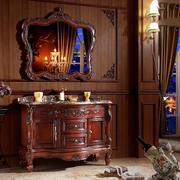 欧式浴室柜红橡木落地洗手盆柜，仿古卫浴柜，卫生间实木洗漱台盆组合