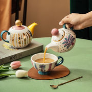 茶壶泡茶家用杯子套装手绘高档英式田园陶瓷小茶壶一人用