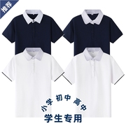 男童女童t恤短袖儿童校服，上衣白色夏季小学生格子衬衫翻领polo衫