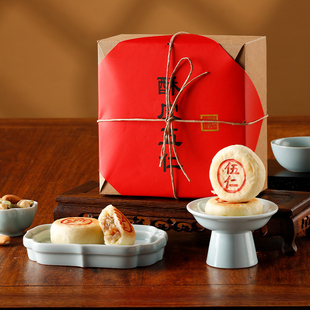 御茶膳房五仁月饼礼盒，传统老式手工酥皮糕心北京特产送礼长辈