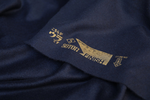 日本原版进口深毛蓝柔软温润短顺单面羊绒顺毛羊毛面料设计师布料