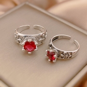 轻奢设计复古宫廷红宝石戒指女小众设计高级感优雅气质开口可调节