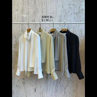 韩国东大门blossom女春新气质(新气质)丝滑质感丝巾长袖衬衫