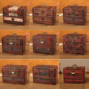 创意欧式梳妆盒 仿古木质古典首饰盒防尘收纳盒商务馈赠摄影道具