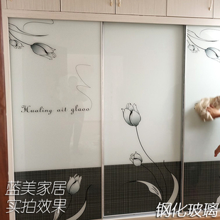 衣柜推拉门柜门定制移门，钢化玻璃壁橱滑动高光多层实木板现代简约