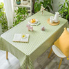 高品质防水防油餐桌布小清新欧式田园布艺绿色格子长方形茶几台布