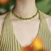绿色巴洛克天然石项链女小众设计复古风饰品森系个性不规则锁骨链